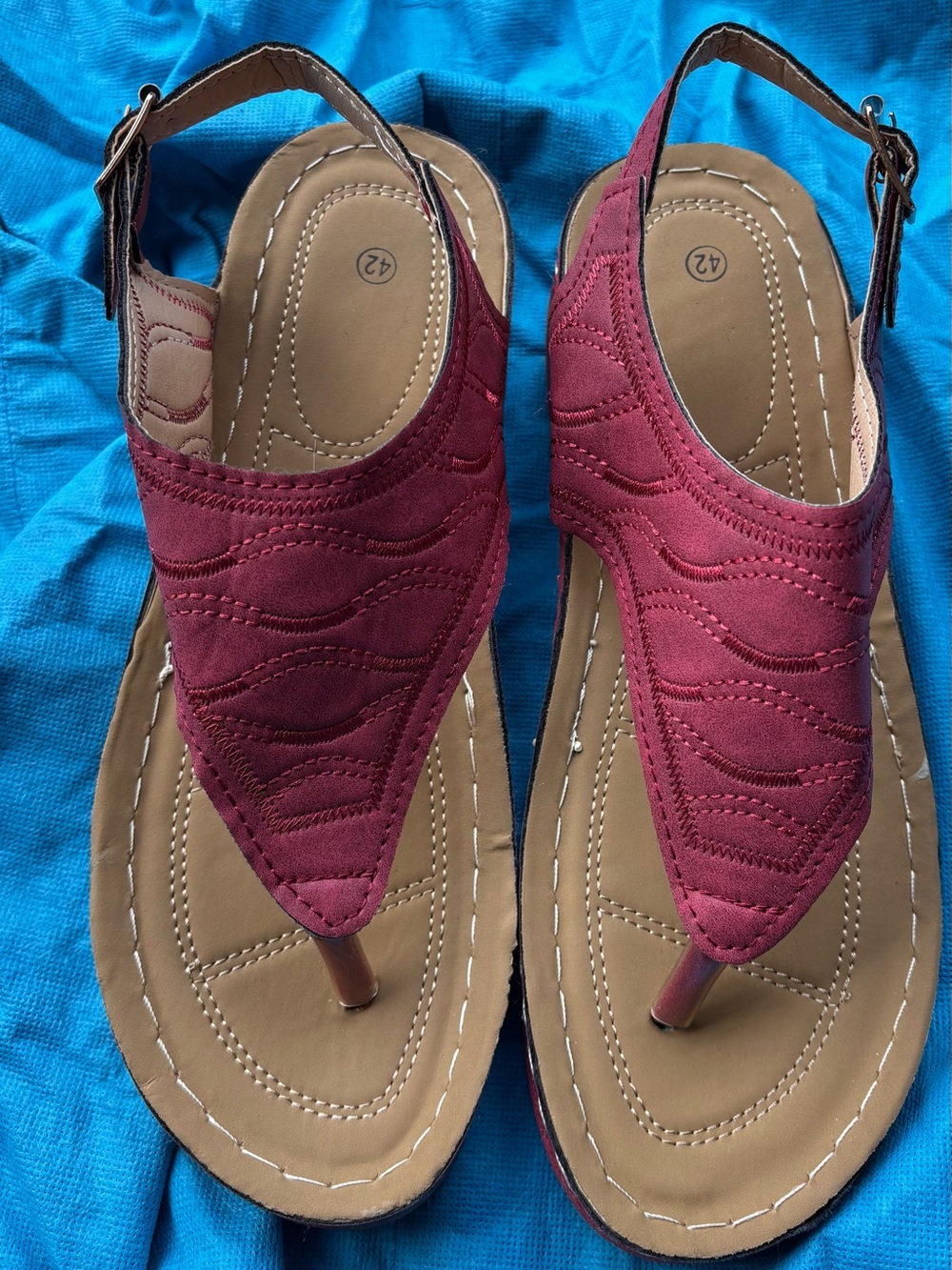 Low-Wedge Arch Support Thong Sandals With Back Strap Pink Women’s Size 10 EU 42